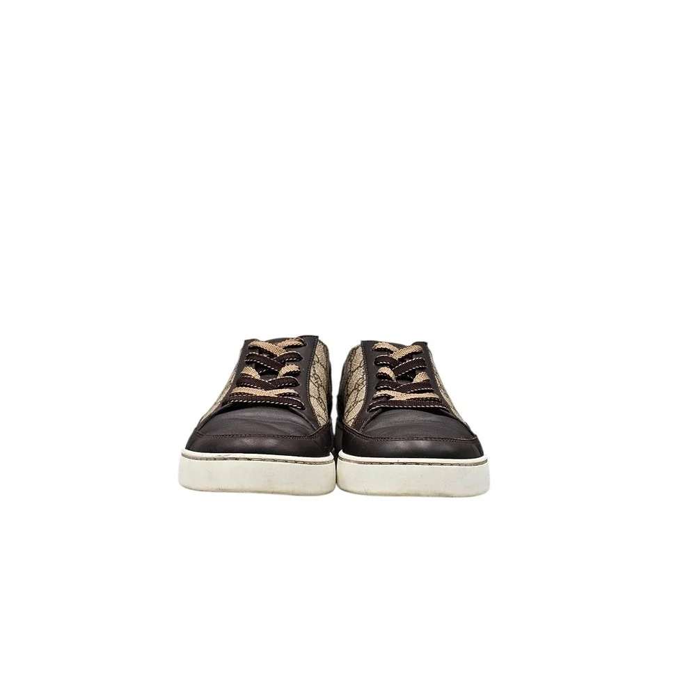 Gucci Men's Size 9.5 US GUC Brown Leather GG Supreme Low Top Sneakers Shoes READ